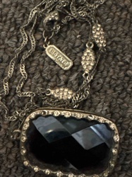 Estate Collection Faceted Black Stone Pendant Necklace
