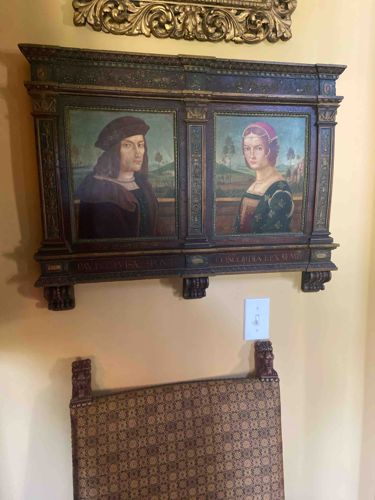 Renaissance Style Cassone Panel with Portraits