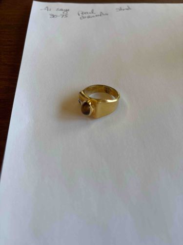 Gold-Toned Ring with Oval Cabochon Stone