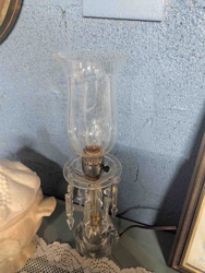 Glass Hurricane Table Lamp with Prisms