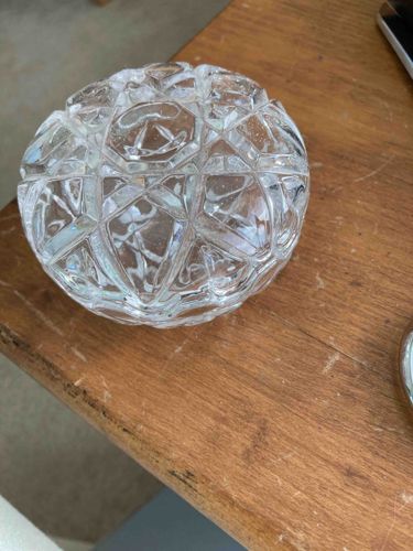 Clear Pressed Glass Geometric Design Dish or Bowl