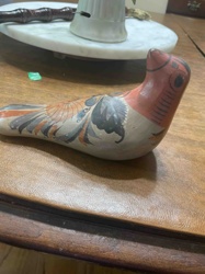 Mexican Hand-Painted Pottery Bird Figurine