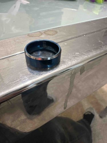 Two-Tone Blue and Silver Tungsten Ring