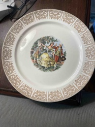 Deerwood Dinner Plate with Rococo Scene and 22 Carat Gold Trim
