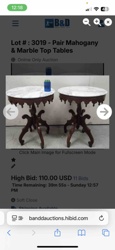 Pair Mahogany & Marble Top Tables