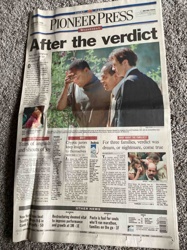 Pioneer Press Newspaper with "After the verdict" Headline