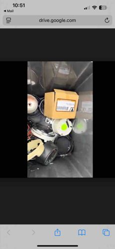 Assorted Recessed Lighting Components and Cardboard Box in a Container