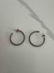 Pair of Oxidized Sterling Silver Twisted Hoop Earrings
