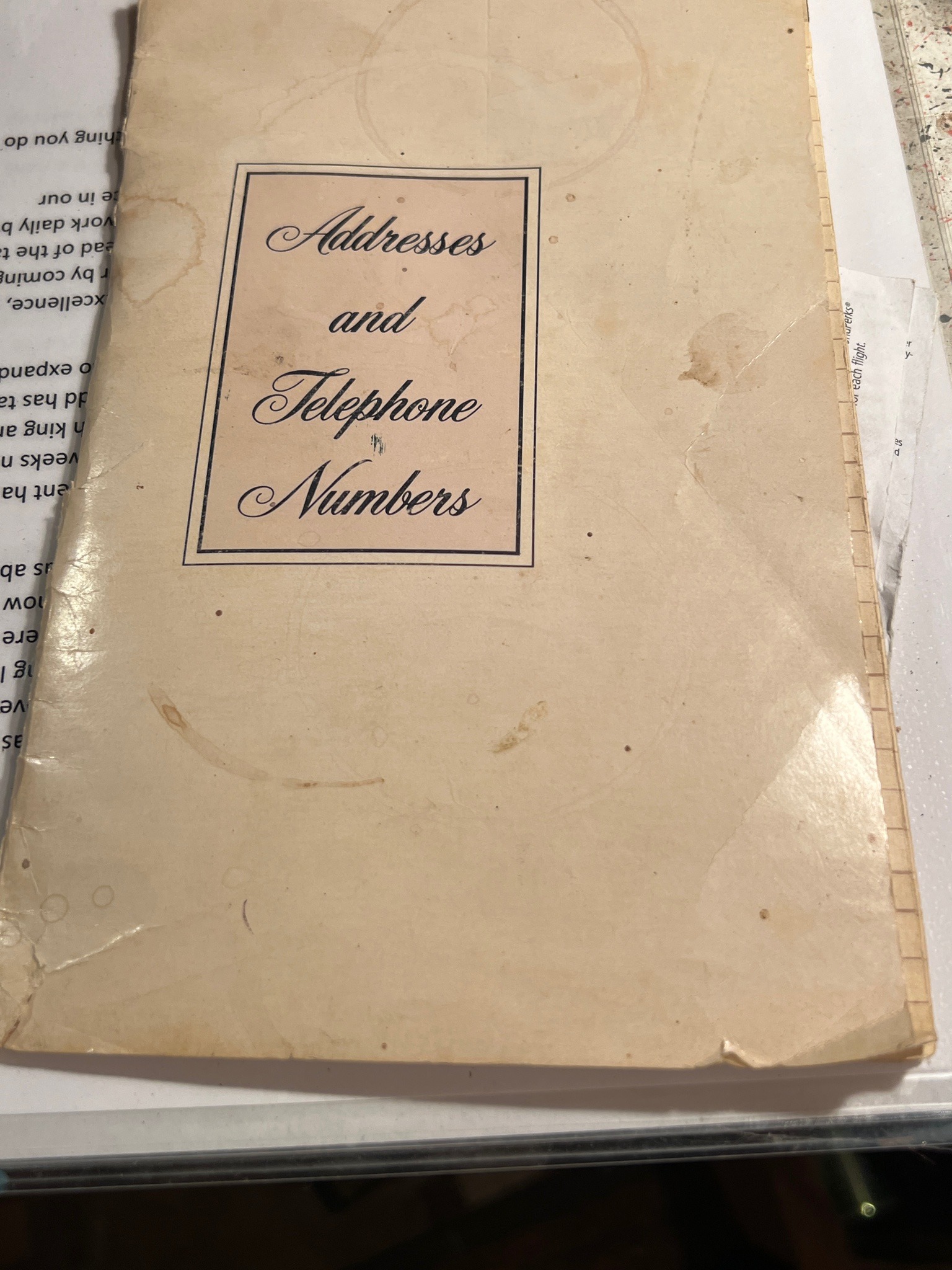 Submitted photo of Vintage Address and Telephone Book