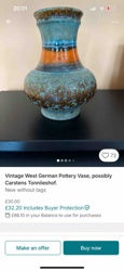 Vintage West German Fat Lava Pottery Vase