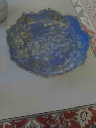 Blue Enamel Bowl with Floral Motif