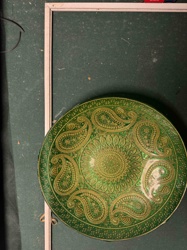 Green and Gold Paisley Decorative Plate / Charger