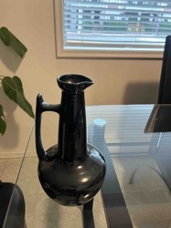 Black Glazed Ceramic Pitcher with Integrated Handle