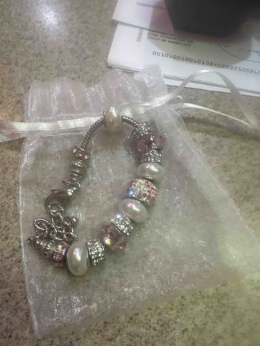 Charm Bracelet with Pearl and Crystal Beads