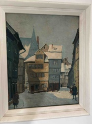 Winter Street Scene Painting by Otto Lange