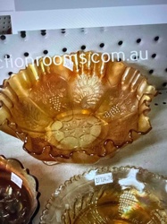 Carnival Glass Ruffled Berry Bowl in Marigold