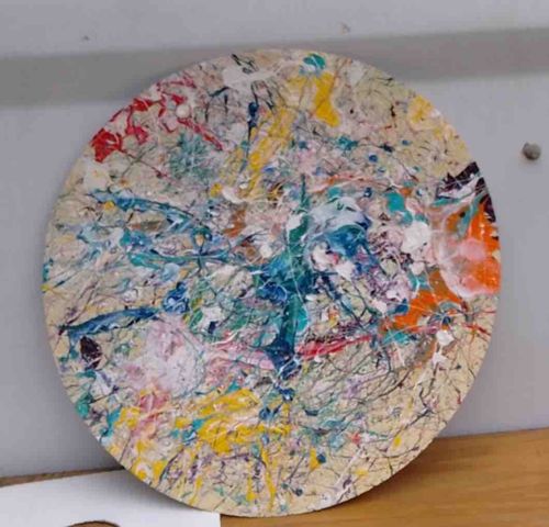 Tondo Abstract Drip Painting