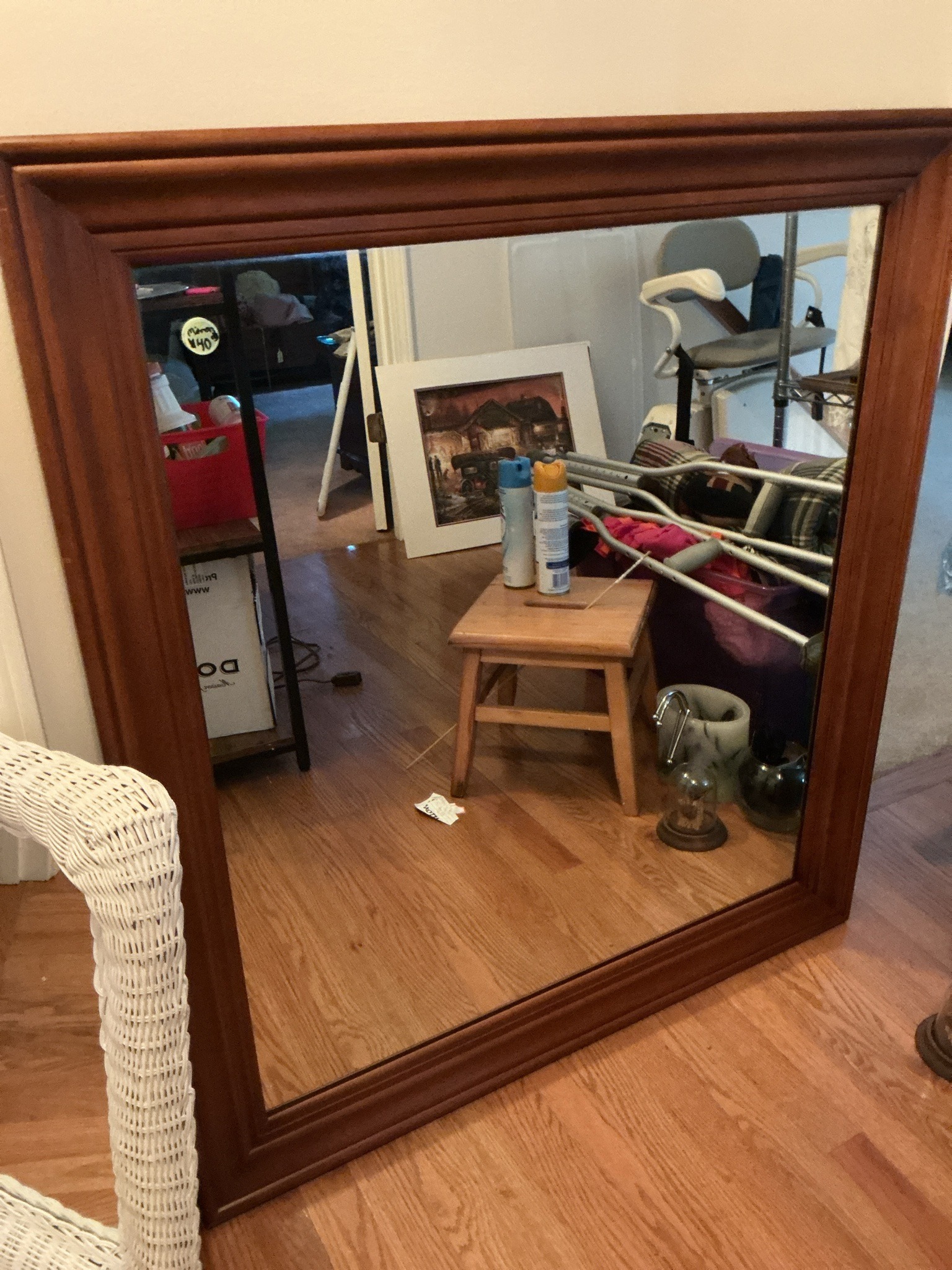 Submitted photo of Wood-framed wall mirror