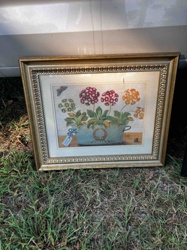Framed Floral Still Life Print with Butterfly