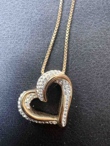 Gold-Tone Pavé Crystal Open Heart Pendant Necklace