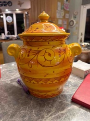 Hand-Painted Terracotta Lidded Jar with Handles