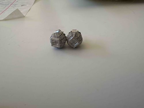 Art Deco Style Pave Diamond Dome Earrings