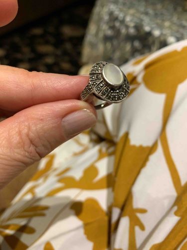 Sterling Silver Marcasite and Mother-of-Pearl Ring