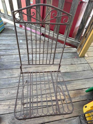 Vintage Wrought Iron Folding Patio Chair