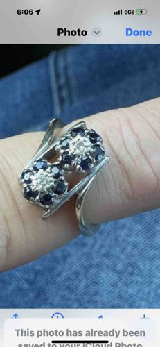Bypass Ring with Sapphire and Colorless Stone Clusters