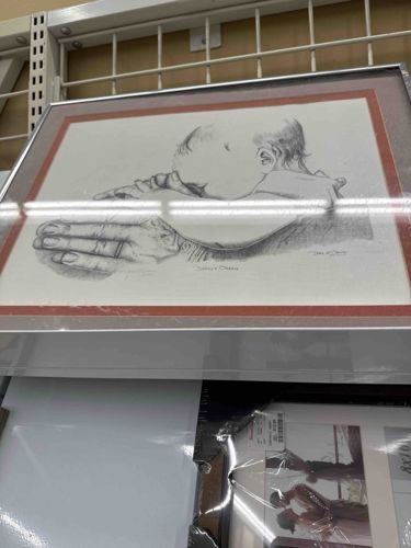 Signed and Titled 'Daddy's Dream' Pencil Sketch Print