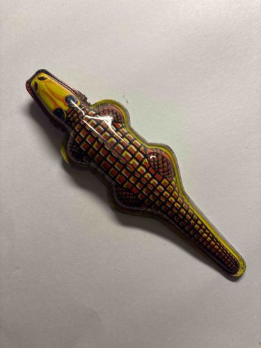 Vintage Lithographed Tin Clicker Cricket Toy - Crocodile