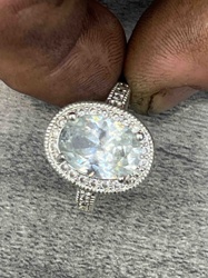 Oval Halo Pendant with Blue Gemstone
