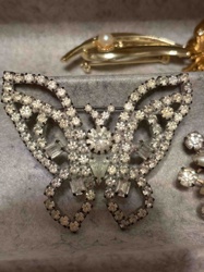 Vintage Rhinestone Butterfly Brooch