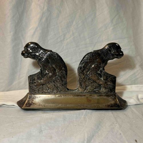 Art Deco Cast Metal Monkey Figurine / Paperweight