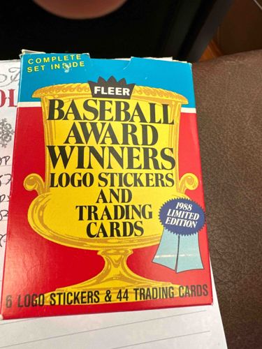 Fleer 1988 Baseball Award Winners Logo Stickers and Trading Cards Box