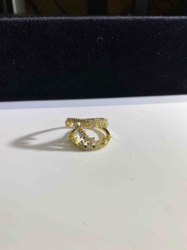 Gold-Toned Cubic Zirconia 'C' and 'C' Interlocking Ring