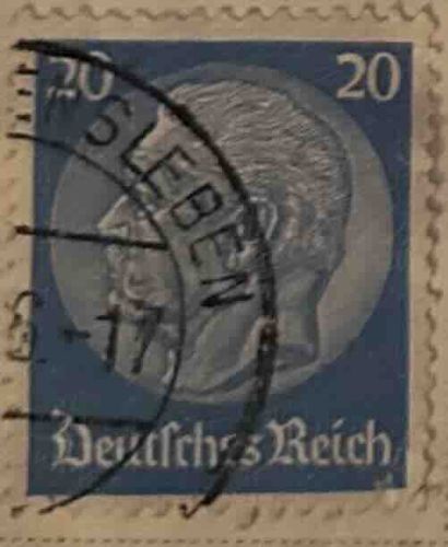 German Empire Hindenburg 20 Pfennig Postage Stamp