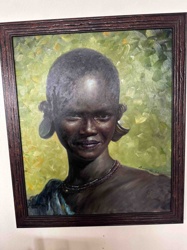 Portrait Painting of an African Woman with Ear Spools