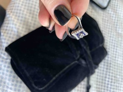 Art Deco Style 18ct Gold Diamond and Enamel Ring