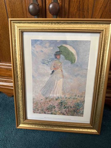 Woman with a Parasol - Madame Monet and Her Son (Camille Monet and Jean Monet) framed print