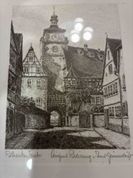 Rothenburg ob der Tauber Cityscape Etching by Paul Geissendörfer