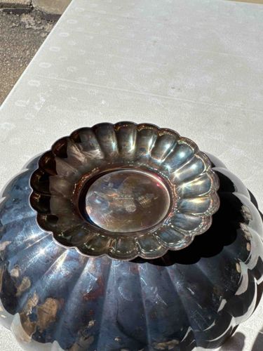 Fluted Silver-Toned Serving Bowl