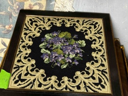 Framed Floral Needlepoint Tapestry