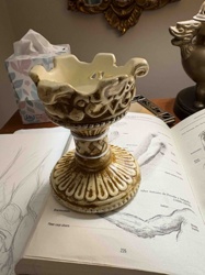 Antiqued Ceramic Goblet-Shaped Bowl