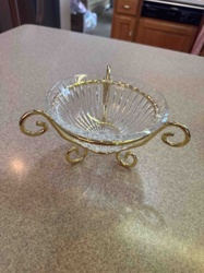 Crystal and Gilt Metal Serving Bowl with Stand