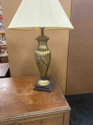 Brass Traditional Style Table Lamp with Fabric Shade