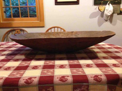 Antique Hand-Hewn Wooden Trencher Dough Bowl