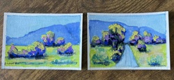 Pair of ACEO Original Gouache Landscape Paintings
