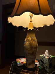 Vintage Urn-Form Table Lamp with Ornate Metal Base