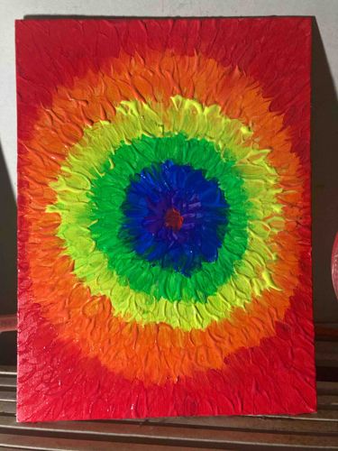 Rainbow Spiral Impasto Painting